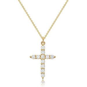 Perfect Gift Women Crown B CZ Cross Necklace Gold Silver Plated Faith Jewelry